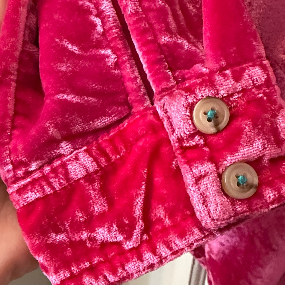 Pilcro Velvet Shirt in Bright Pink - Picture 4 of 6